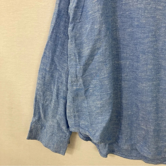 New Orvis Light Blue Linen Blend Long Sleeve Button Down size XL - Picture 5 of 11